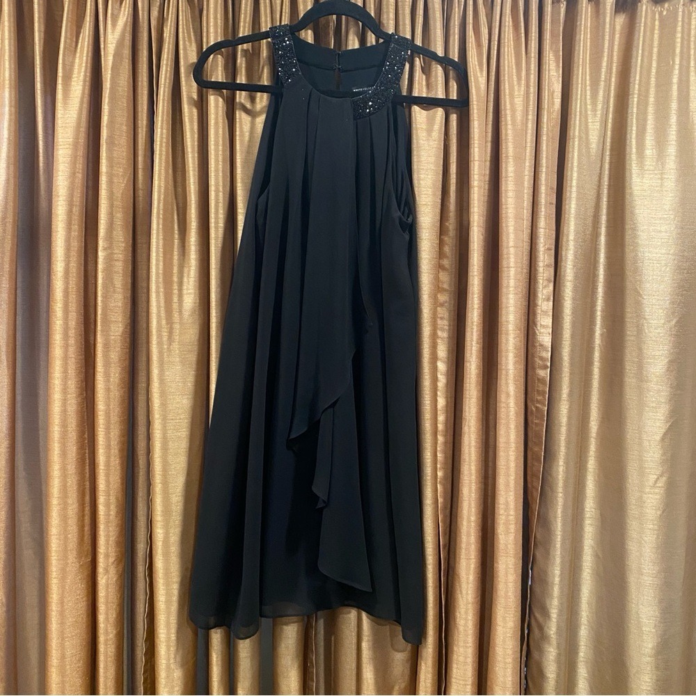White House Black Market Women's Dress Size 10 Black Beaded Neckline Sleeveless